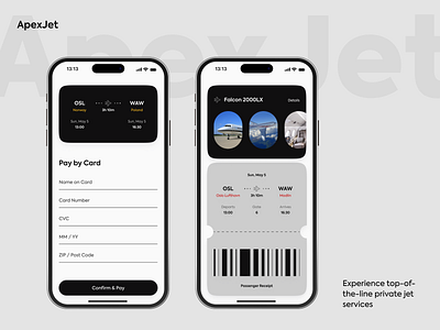 App to order private jets branding design figma ui