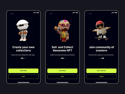 NFT Creator/Collector Mobile App app design finance fintech mobile nft nft app nft community nft creators nft marketplace ui ui design uiux wallet web3 web3 app