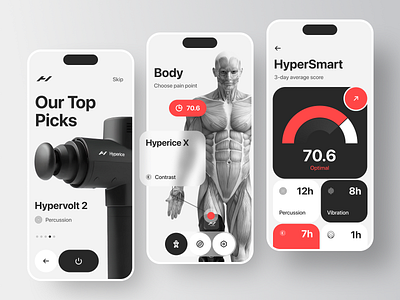 Hyperice - App for smart sports devices ai app company design device fitnessapp goaltracking mobile app smart start up tracking ui ux workout