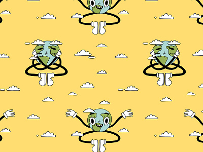 Earth day groovy eco pattern branding cartoon creative market cute design earth day eco ecology environment graphic design groovy illustration mascot pattern retro seamless vintage