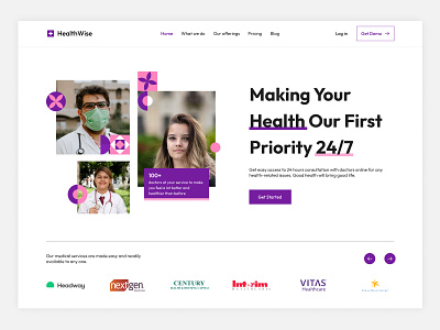 Healthwise - Healthcare landing page appointment booking clinic consultation website diagnostic doctor healthcare healthcare service medical medicine online medication telemedicine therapy ui ui design uiux well being wellness