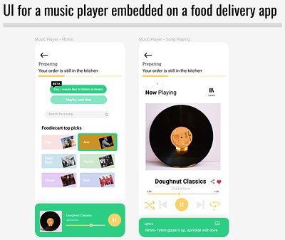 music player design food delivery innovation music player