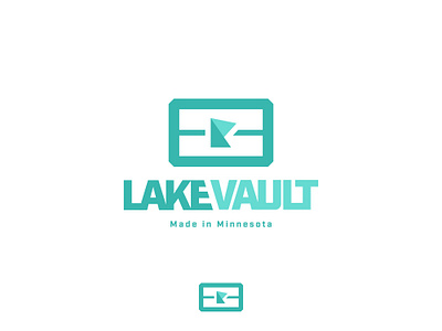 Lake Vault Logo Concept branding design green lake logo minnesota state storage vault