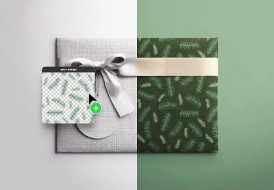 Slim Gift Box Mockup with Bow and Silk Ribbons branding design gift graphic design illustration isolated object logo mockup slim box