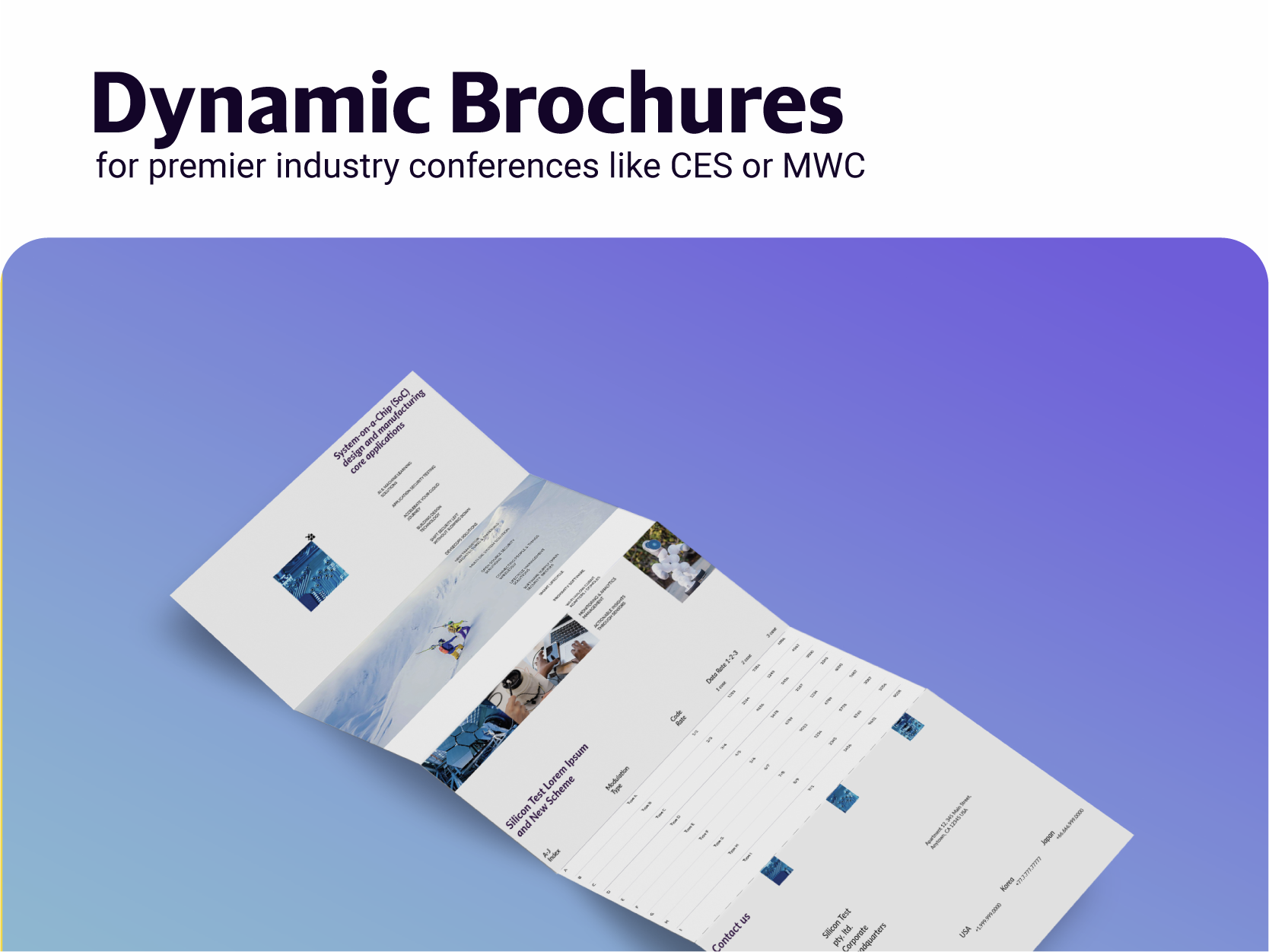 Unfolding Innovation: A multi-layered custom brochure branding brochure business flyer clean company presentation conference conference brochure data visualization design flyer flyer design graphic design handout leaflet media kit modern one pager print startup trifold brochure