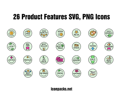 26 Free Product Features SVG, PNG Icons. free resources freebies icon pack icon set icons png icons product features svg icons vector