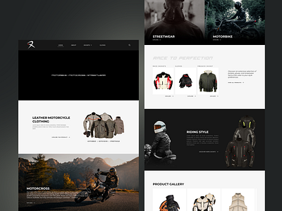 Robica Home Page UX design biker clothing jackets ui ux