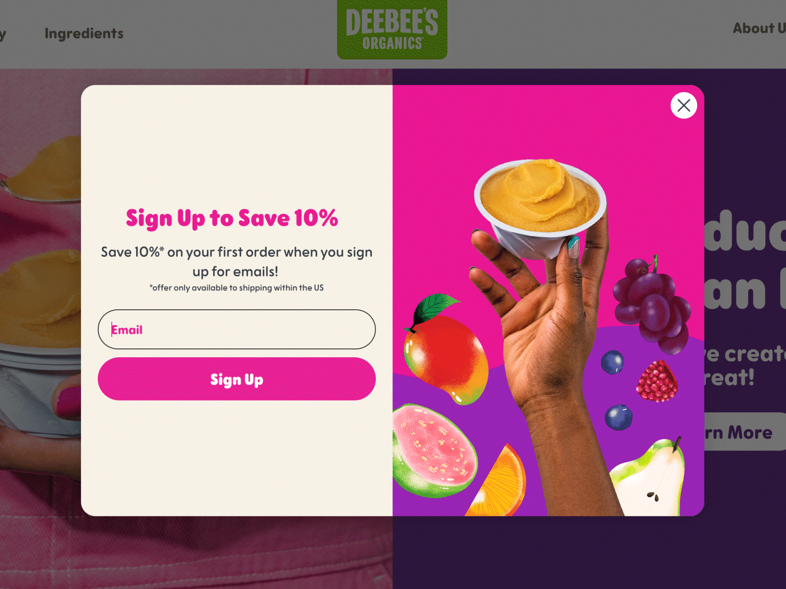Fruit Snack Website Pop-up Design graphic design snack web