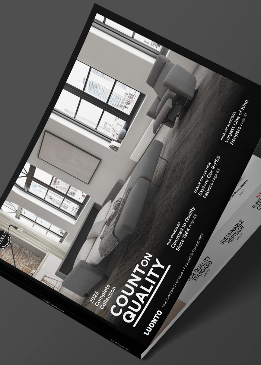 Luonto 2024 : Count on Quality Catalog book brand brand identity branding catalog design furniture indesign layout
