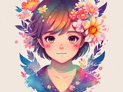 Whimsical Flower Fire: A Studio Ghibli-inspired Illustration ai generated art branding cute design flower graphic design grils illustration islandretreat logo ui ux vector