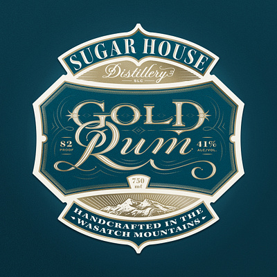 Gold Rum branding design illustration label lettering logo packaging typography