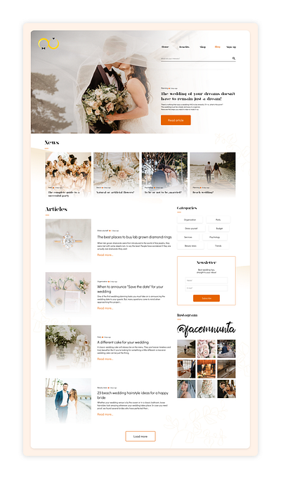 Wedding blog blog design orange ux visual wedding