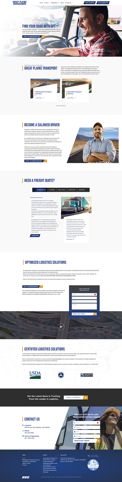 Great Plains Transport Web Design web design