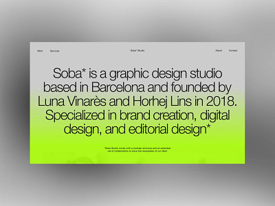 Soba Studio | About Page about design portfolio ui