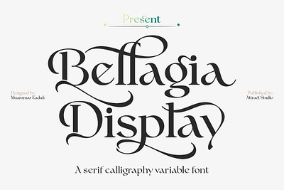 Bellagia Display - Serif Flavor Calligraphy Family 60s 70s balance branding display font font graphic design logo moving retro font twisted typography variable