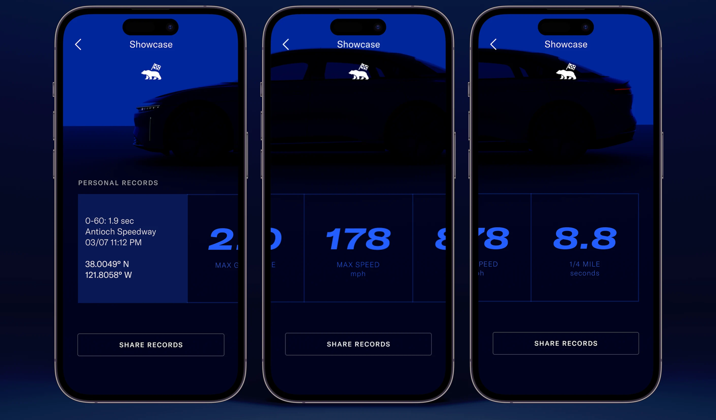Lucid Air Sapphire Mobile UI app auto automotive black car clean design future performance car space speed ui