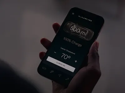 Lucid Air TV Commercial App UI app application auto automotive black car clean design future transport ui