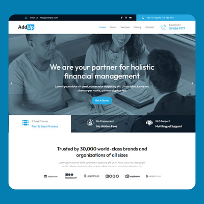 AddUp - Financial Consultation Landing Page branding consultation design financial graphic design ui ux website