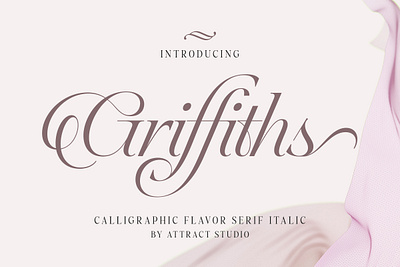 Griffiths - Calligraphy Flavor Serif Italic branding design display font font graphic design illustration logo typography