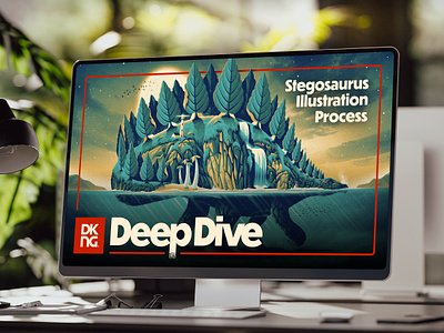 We're diving deep into YouTube dan kuhlken design dinosaur dkng dkng studios illustration nathan goldman ocean plants poster stegosaurus tree trees tutorial underwater vector youtube