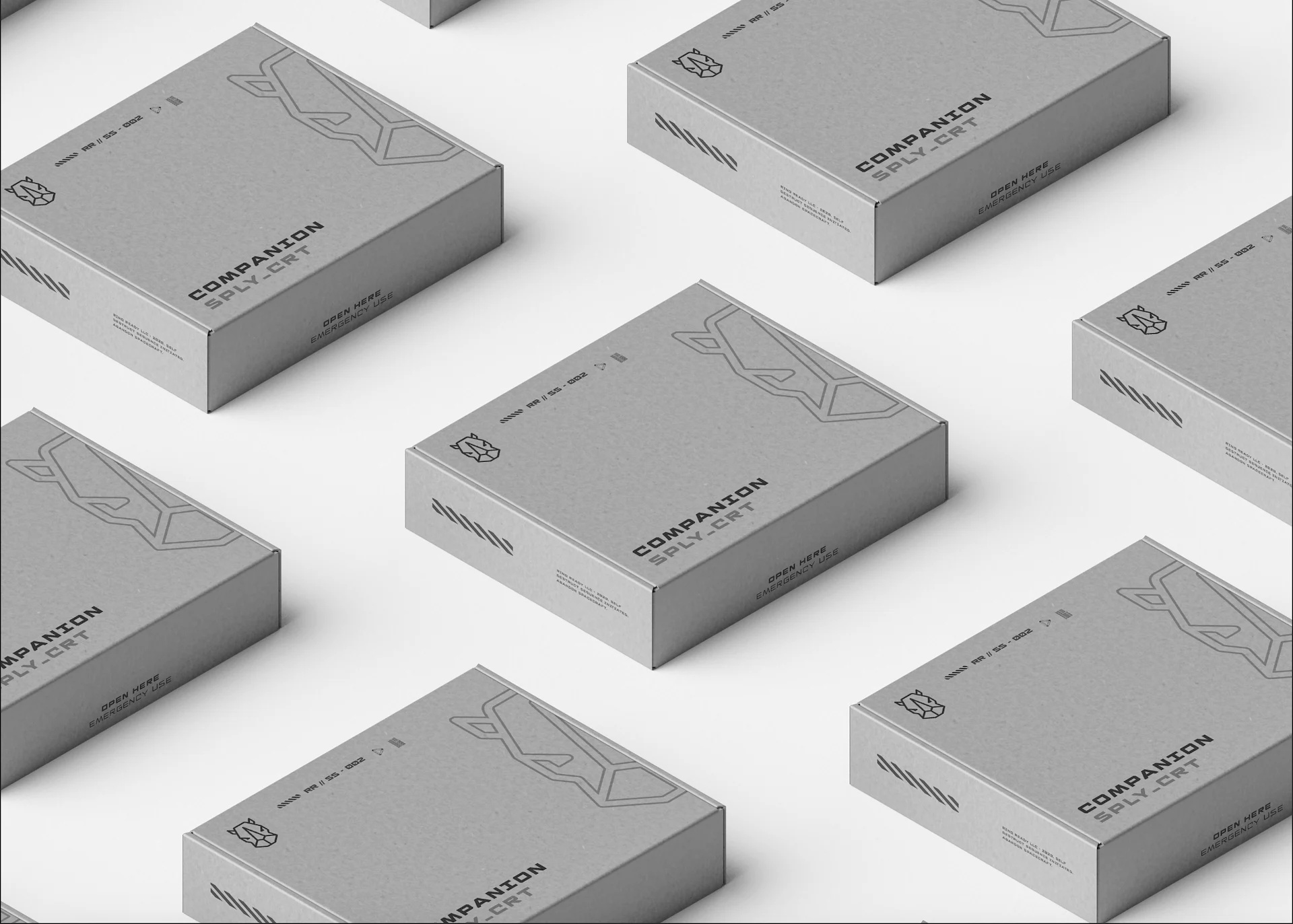 RINO Ready Packaging box branding clean design equipment future illustration logo packaging space survival