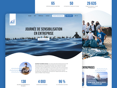 Act! Surfrider - Proposition graphique blue design figma sea ui ui designer uidesign ux web website