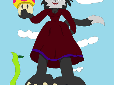 Aurelia Eats A Mega Mushroom anthro character crossover dress fantasy foxes furry giantess growth illustration ladies mario megamushroom mobian nintendo red satire sonic vixen witches