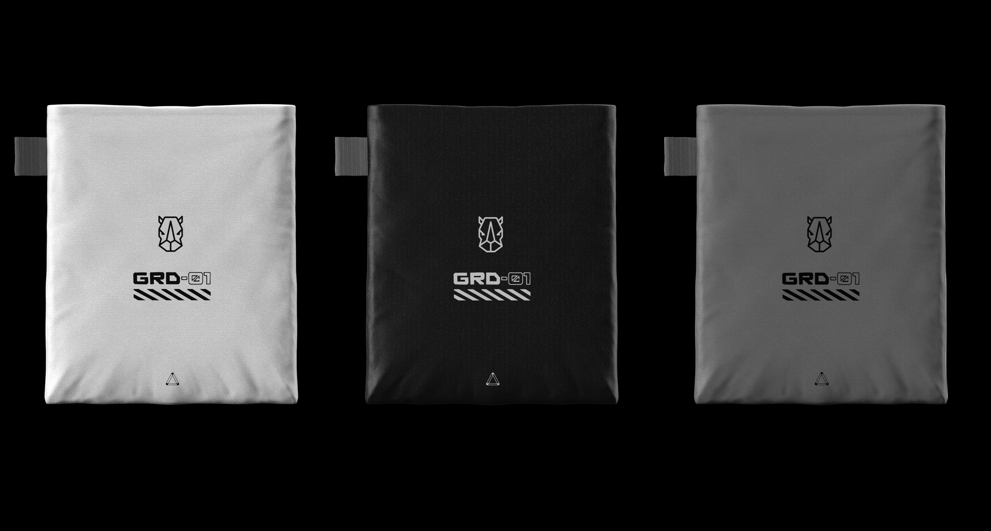 RR GRD-01 Face Mask Packaging black branding clean design emergency face mask future packaging space survival