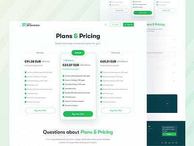 Online QR Generator Website checkbox design dgpro digital dribbble top payment plan price pricing pricing page pricing plan pricing plans pricing table qrcode subscribe subscription ui uidesign webdesign website