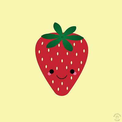 Red Strawberry adobe illustrator adorable adorable fruit bright cheerful chibi colourful cute cute fruit digital art food fruit happy fruit illustration kawaii kawaii food kawaii fruit red strawberry strawberry vector