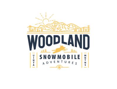 Woodland Snowmobile Logo adventure adventure branding branding design logo outdoor brand snow tours snowmobile vector