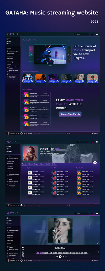 Gataha: Music streaming website app branding design graphic design illustration logo ui ux web website