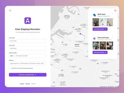 Shipping Information Screen app design checkout checkout screen dashboard dashboard screen design landing page login shipping information ui uiux