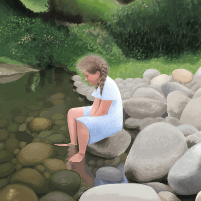 Telecom Pool digital drawing figure girl green illustration landscape nature painting portrait sketch tablet trees water woman