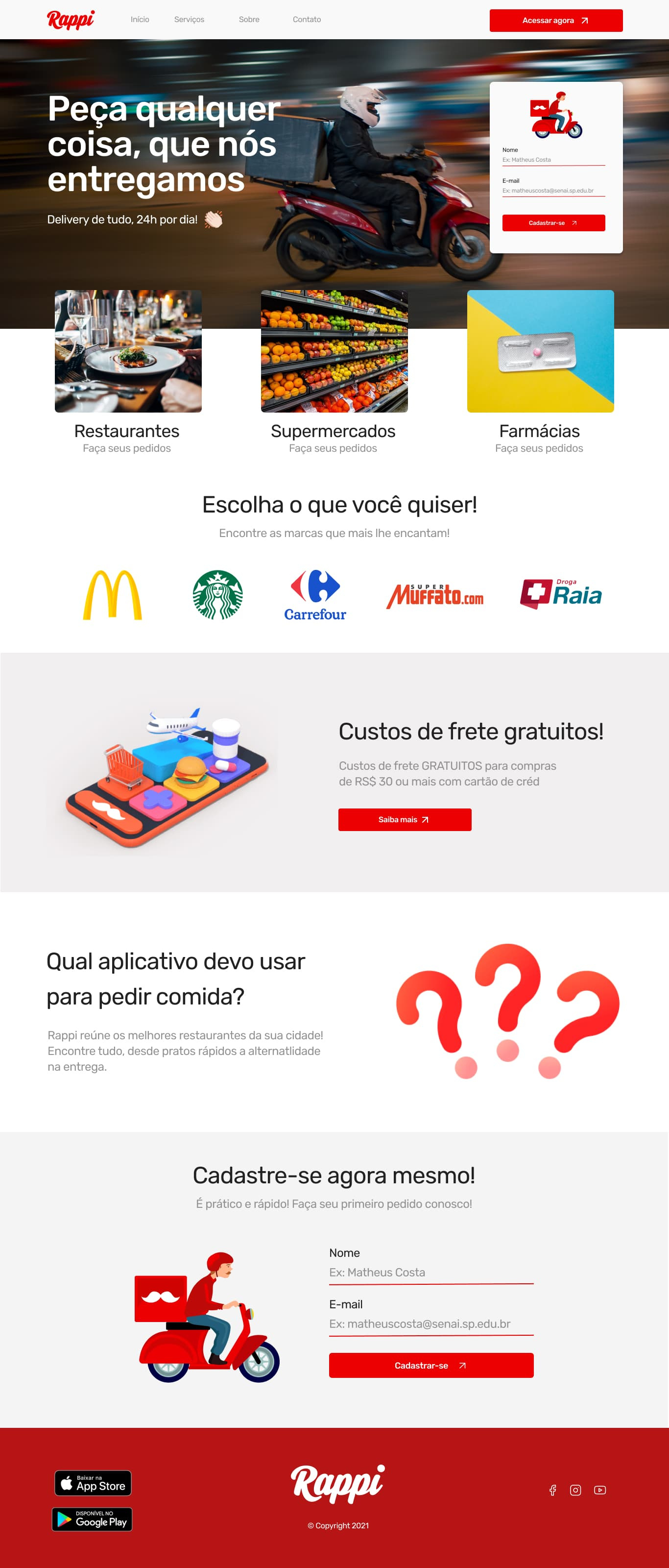 Rappi Delivery - Landing Page (Food Delivery Web App) app delivery cart delivery dinner fast food food food app food delivery app food web landing landing page lunch order rappi restaurant restaurant web ui ux web website