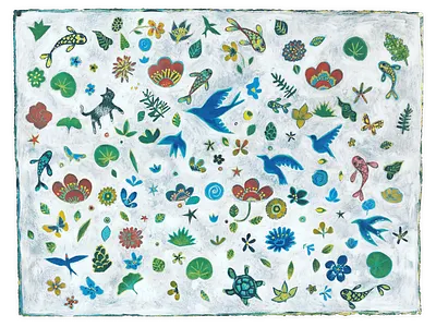 Pattern Illustration bird bug butterfly cat color drawing fish flower illustration leaves painting pattern plant star turtle