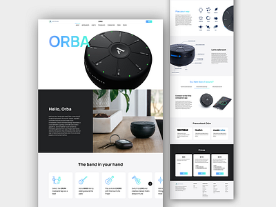 Orba Musical Instrument Landing Page UI design figma landing page music tech ui website