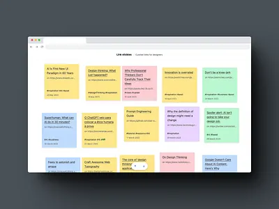 Link Stickies board cards colorful landing page onepage responsive site ui