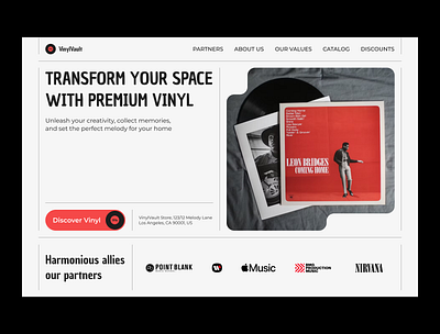 🎼 VinylVault - Vinyl Store design hero landing red shop store ui vinil