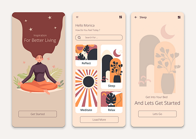 daily UI design challenge day 33 a yoga and meditation app app dailyui design challenge designchallenge mobile app mobileapp ui ux