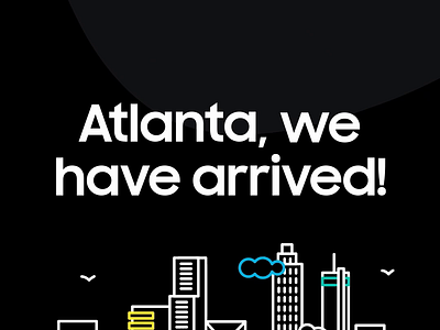 Samsung Ads Atlanta 2d animation atlanta branding city cloud company party corporate event illustration motion graphics new office samsung seaguls skyline skyscraper