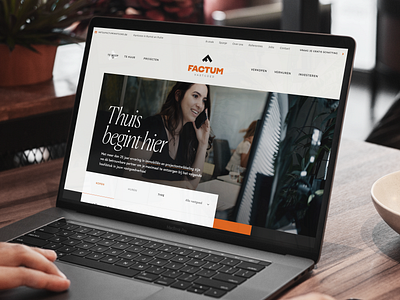 Factum Real Estate - Homepage agency belgium branding design graphic design homepage logo mockup orange real estate realtor typography ui ux web design website