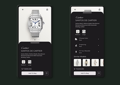 daily UI design challenge day 40 a luxury watch e-com app app app design appdesign dailyui ui ux