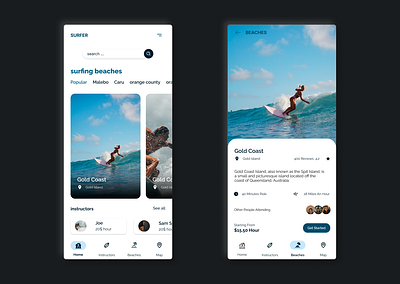 daily UI design challenge day 47 an app for surfers app appdesing dailyui design ui ux