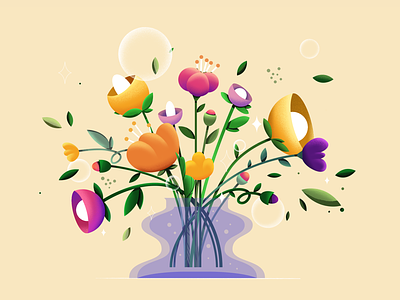 Summer vibes 🌿 brightness colors flat flat illustration flowers illustration illustrator leaves peony shape summer tulip