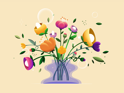 Summer vibes 🌿 brightness colors flat flat illustration flowers illustration illustrator leaves peony shape summer tulip