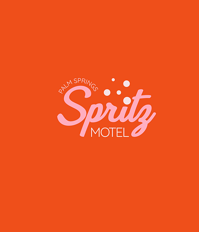 Spritz Motel brand identity aperol spritz brand identity branding cute logo design graphic design hotel hotel branding hotel logo logo logo design motel motel branding motel logo orange logo palm springs pink logo