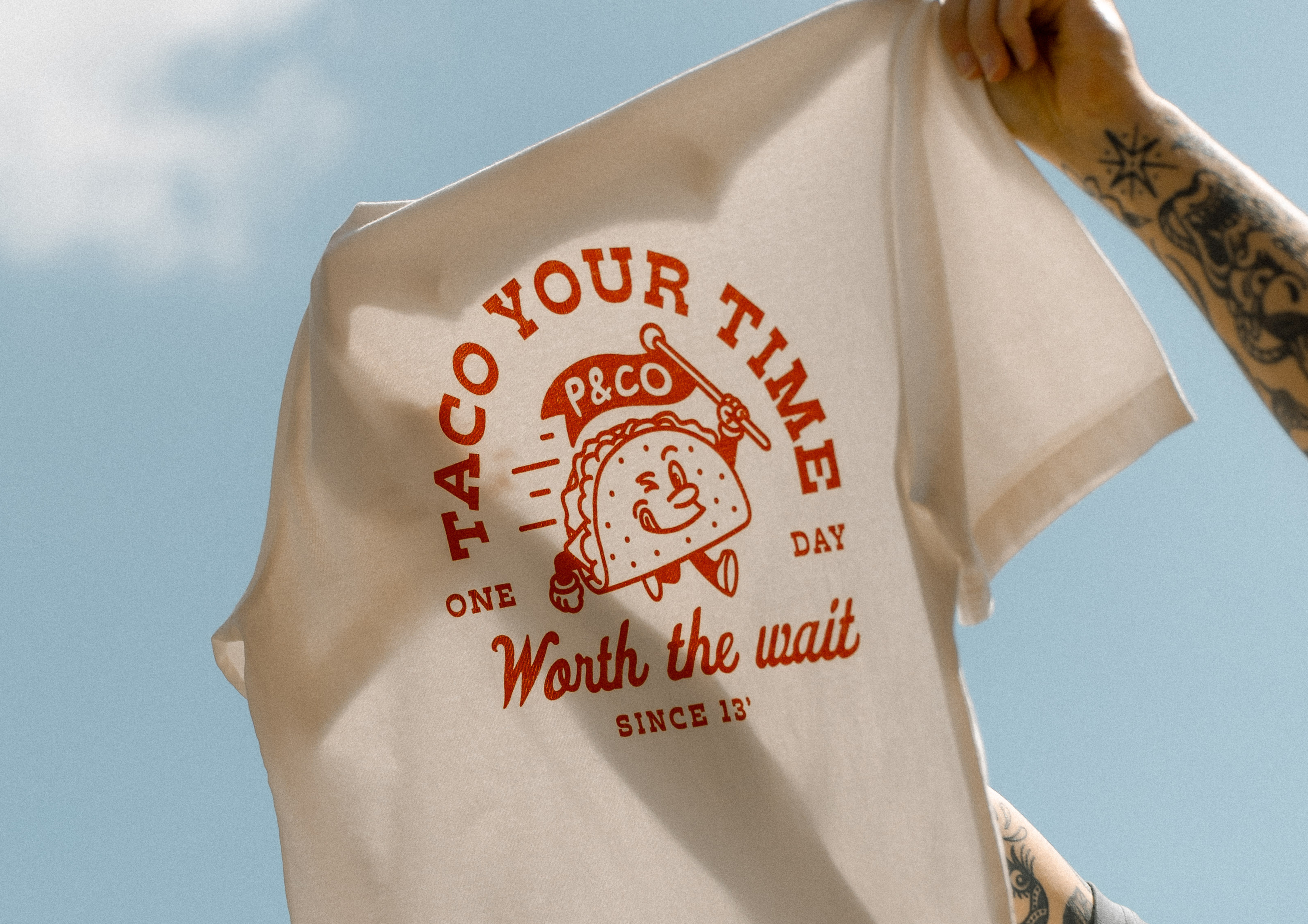 Taco your time 🌮 art badge birmingham brand branding character clothing creative food graphic design lockup mascot pandco screen print taco typography uk vector