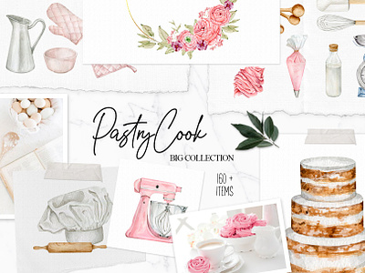 Pastry-Cook bakery watercolor set