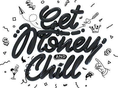 MONEY & CHILL (BW VERS) branding design graphic design illustration instagram logo typography vector